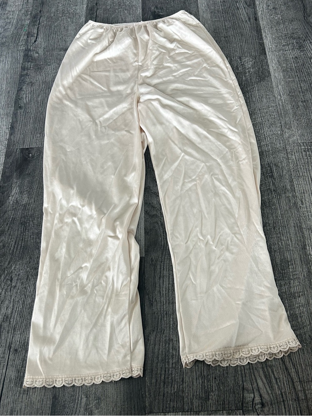 Sears Tan Satin Lace-Hem Sleep Pants
